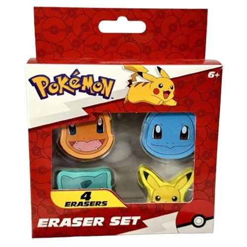Pokemon 4-Pack Shaped Eraser Collection