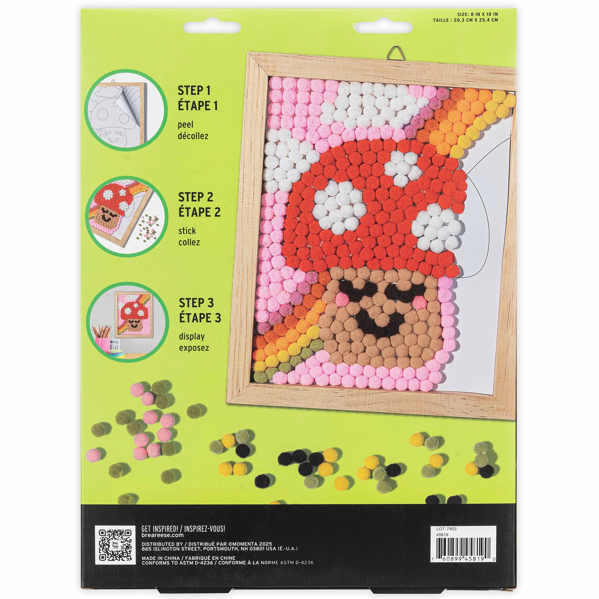 Pom Art Fuzzy Mushroom Craft Kit With 650 Pom-Poms And Frame - Image 2