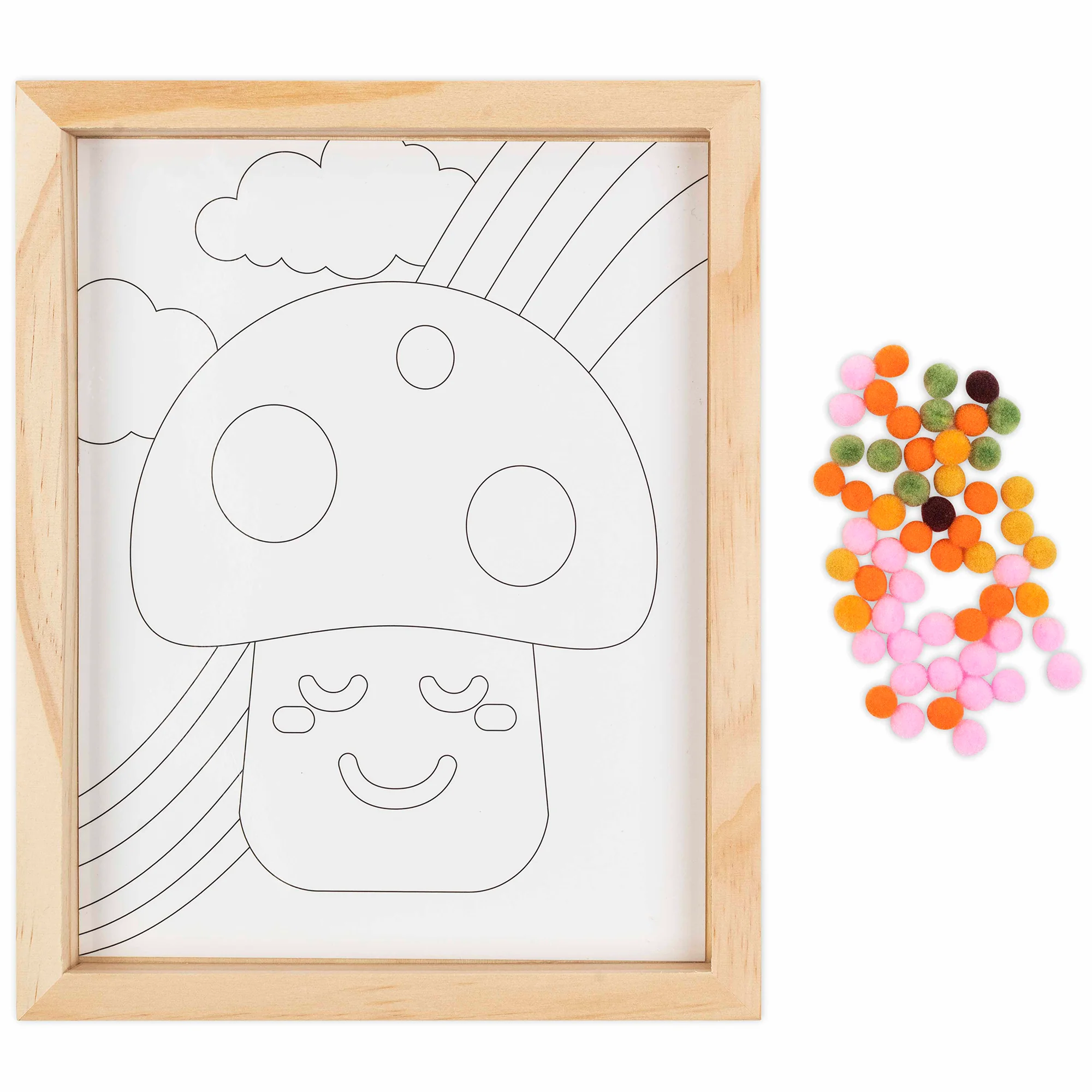 Pom Art Fuzzy Mushroom Craft Kit With 650 Pom-Poms And Frame - Image 3