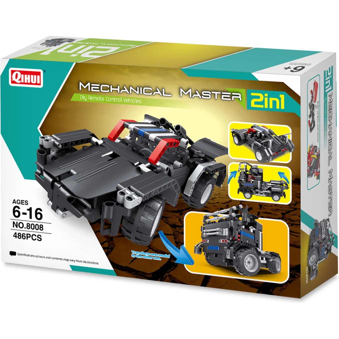 Qihui Mechanical Master 2-in-1 R/C Black Truck Building Kit - 379 Pieces - Image 2