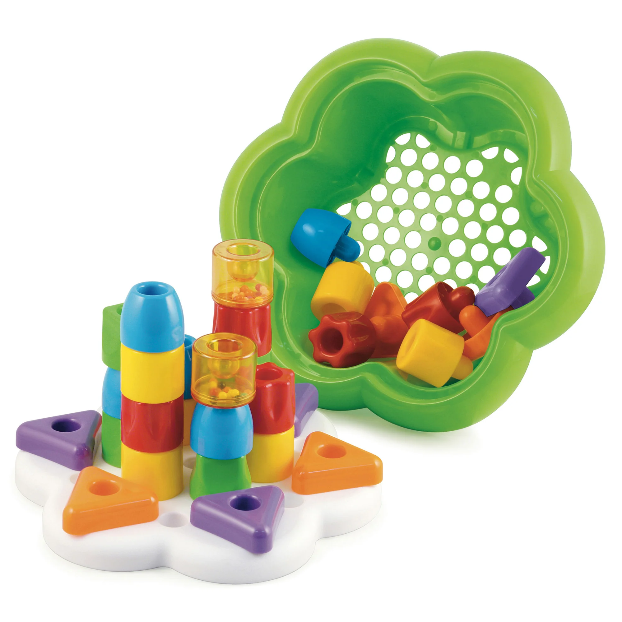 Quercetti Chunky Peggy - Colorful 28pc Shape Sorting Set with Rattles for Toddlers - Image 2
