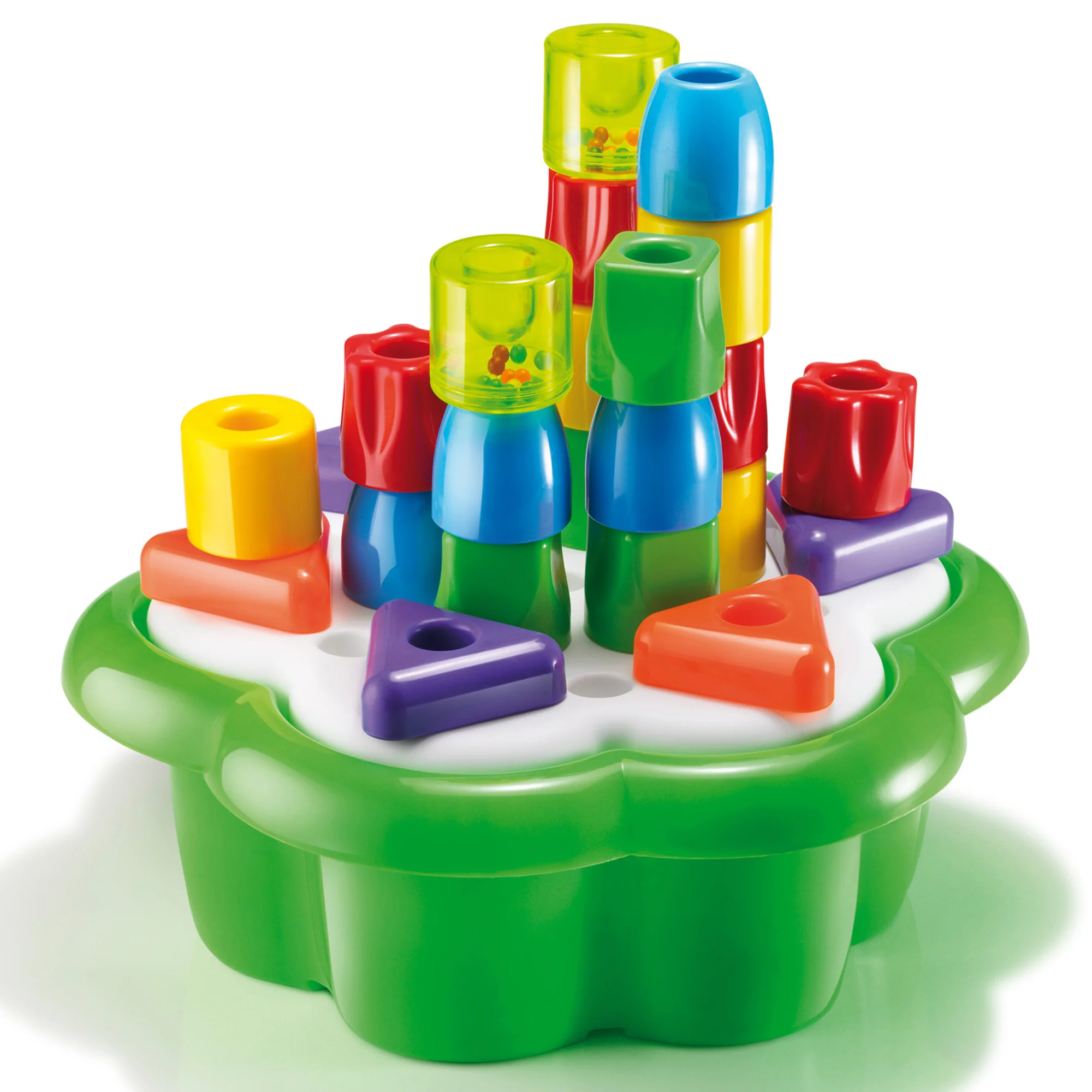 Quercetti Chunky Peggy - Colorful 28pc Shape Sorting Set with Rattles for Toddlers - Image 3
