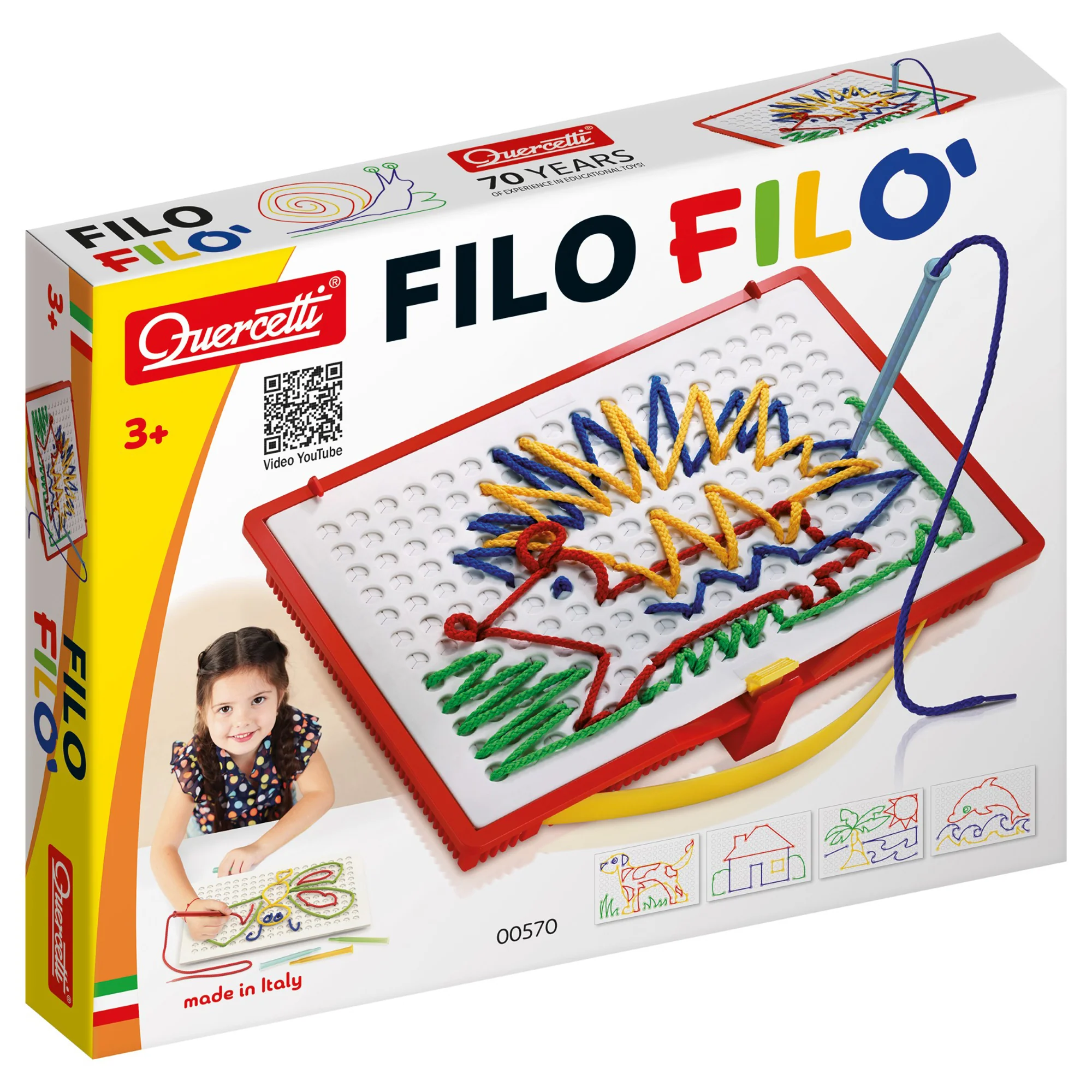 Quercetti Filo Filo Creative Lacing String Art Toy - 18 Templates