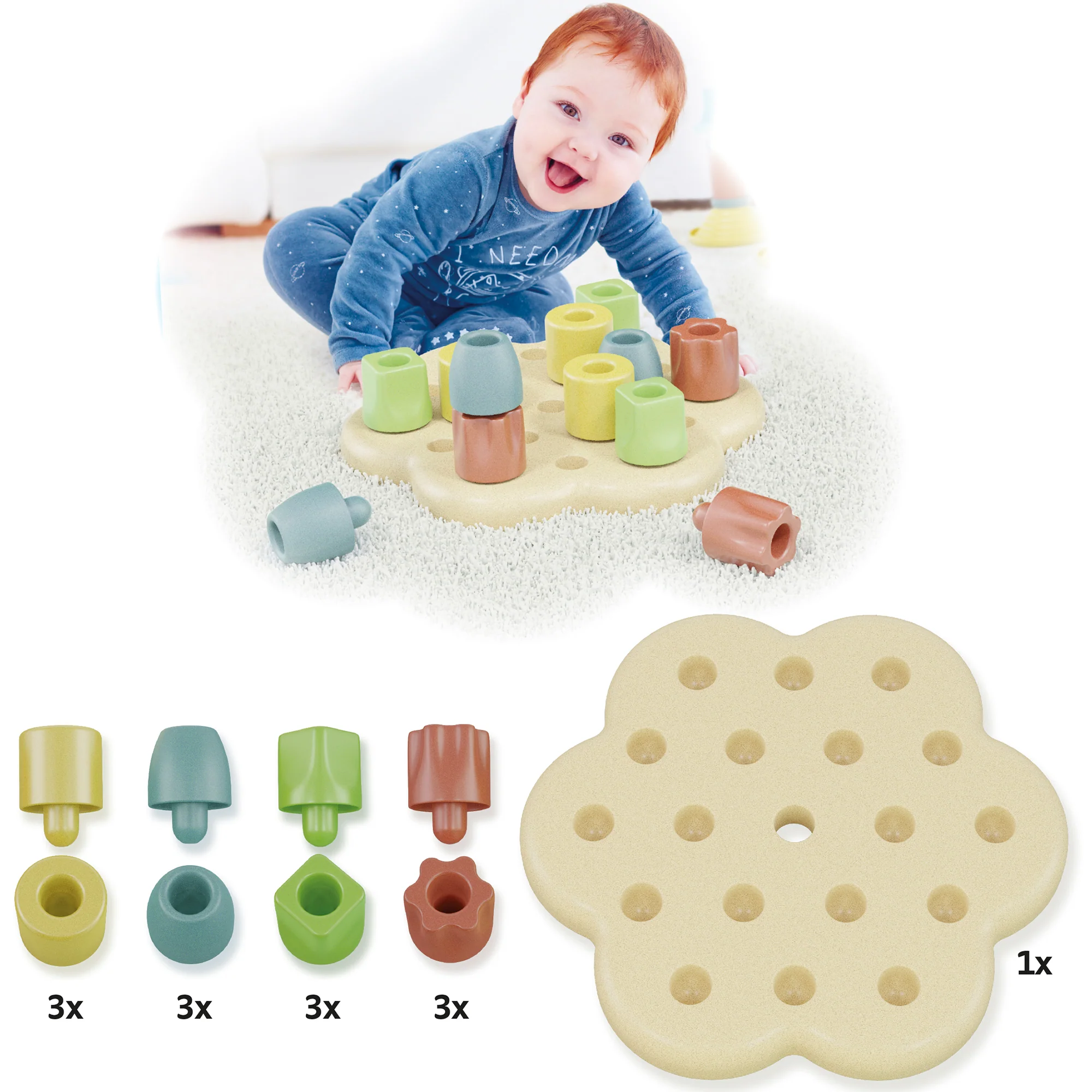 Quercetti PlayBio Chunky Peggy - Eco-Friendly Sorting and Stacking Toy - Image 5