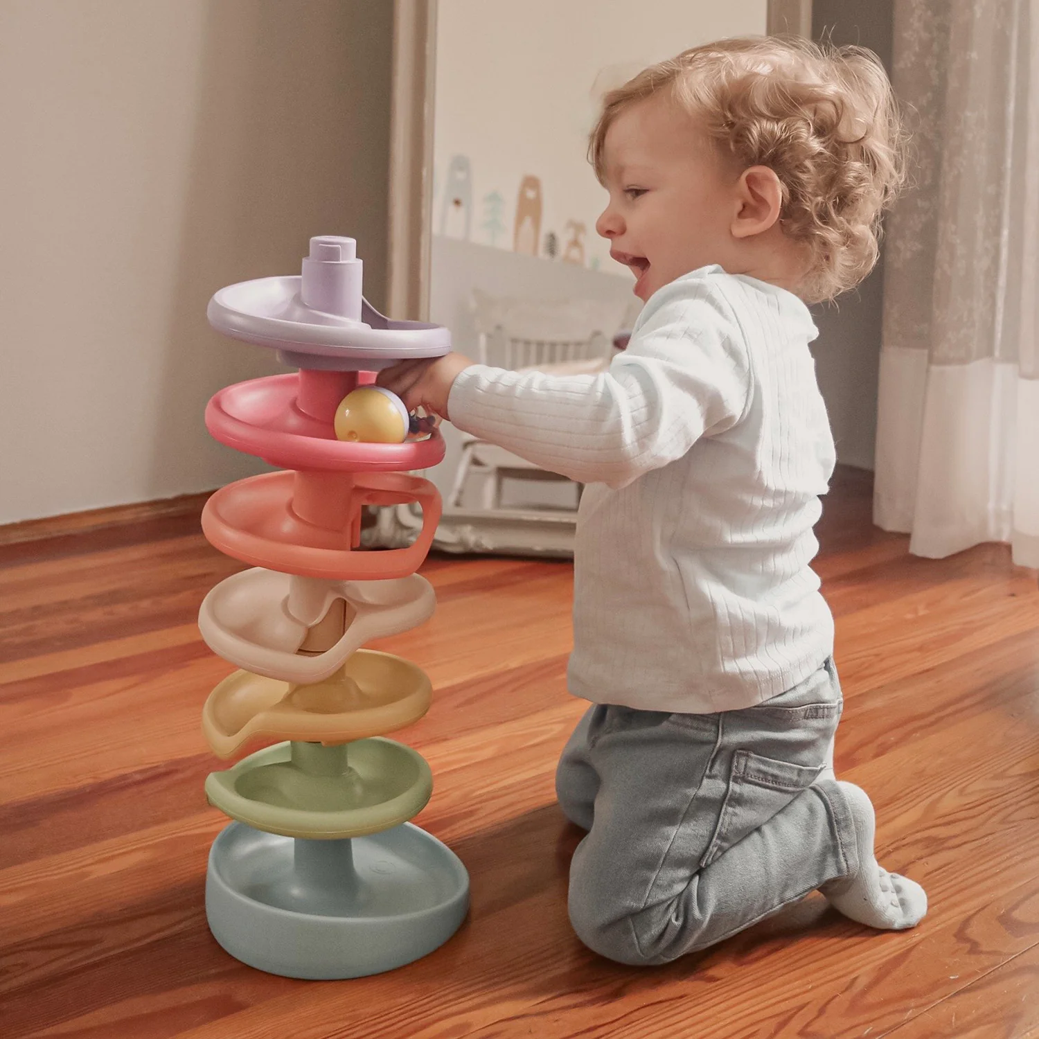 Quercetti PlayEco+ Spiral Tower Evo - 10pc Ball Run with Sound for Toddlers - Image 3