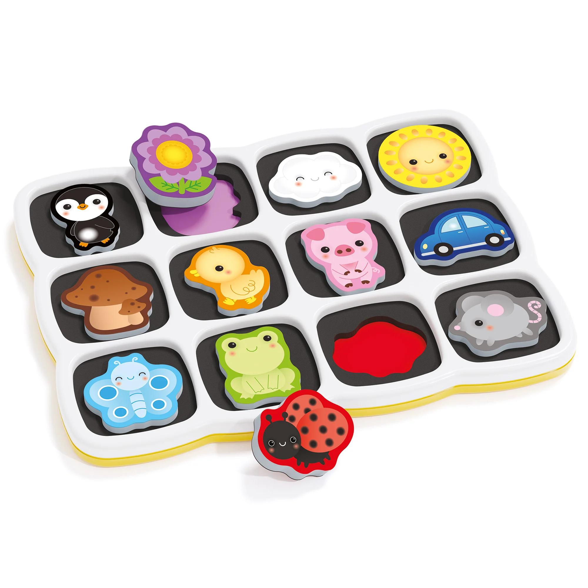 Quercetti Smart Puzzle First Colors 13pc Double-Sided Magnetic Animal & Car - Image 3