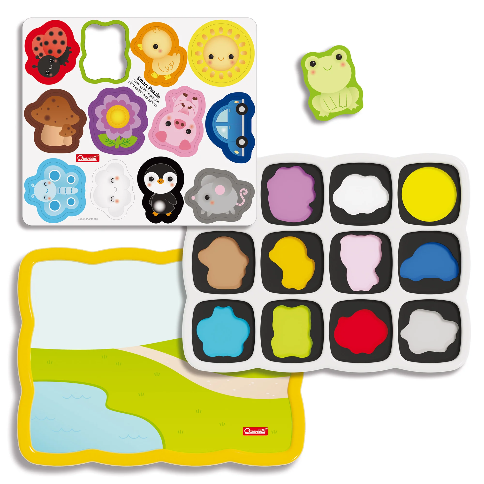 Quercetti Smart Puzzle First Colors 13pc Double-Sided Magnetic Animal & Car - Image 4