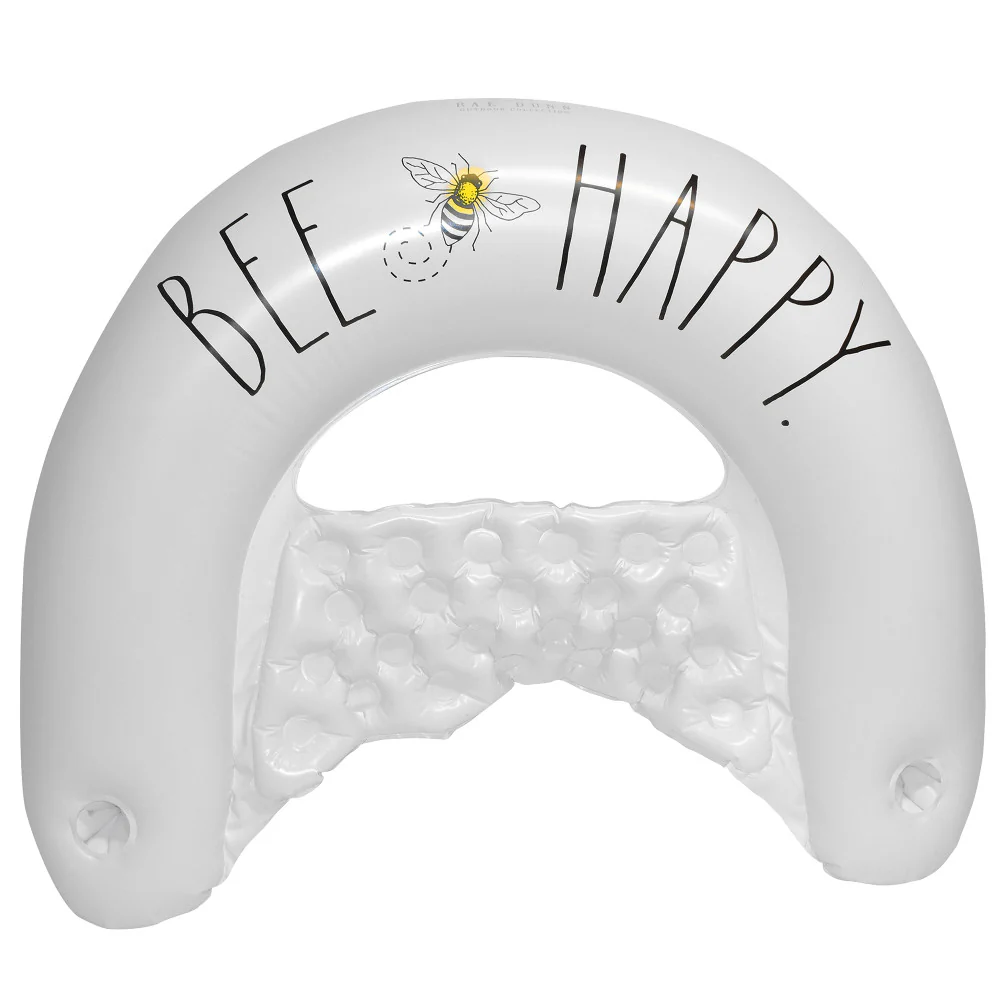 Rae Dunn Bee Happy Chair Lounger Pool Float - 55"x36"