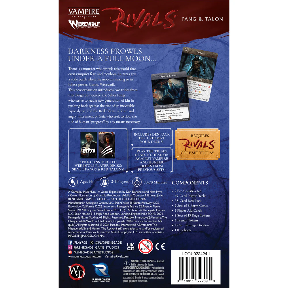 Renegade Game Studios Vampire: The Masquerade - Fang and Talon Expansion - Image 2