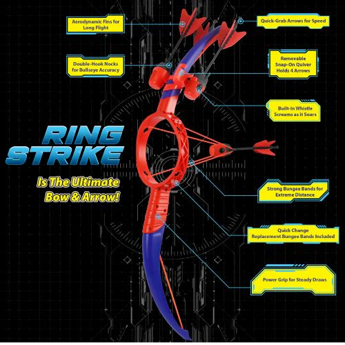 Ring Strike Archery Set: Red/Blue Compound Bow Inspired Whistling Arrows Game - Image 2
