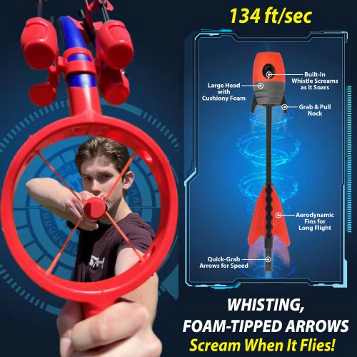 Ring Strike Archery Set: Red/Blue Compound Bow Inspired Whistling Arrows Game - Image 5