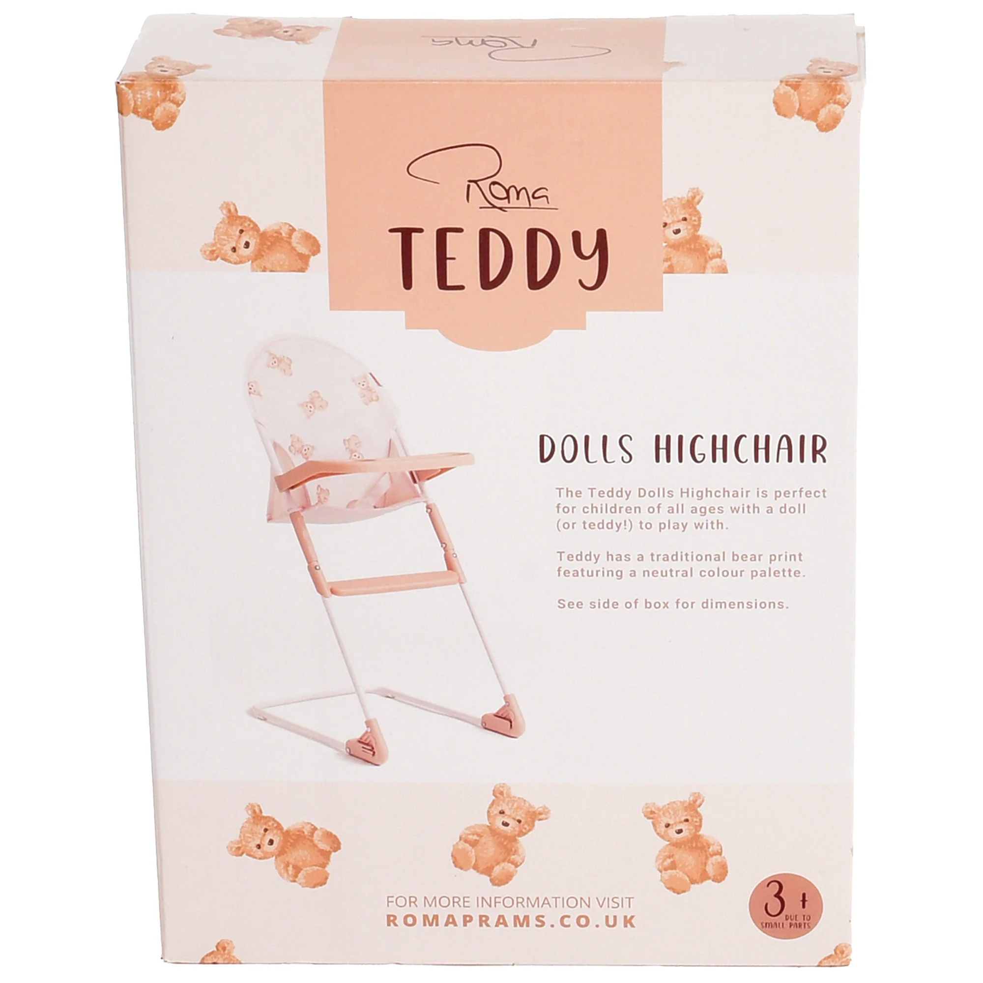 Roma Teddy Doll High Chair With Wipe-Clean Tray - Image 3
