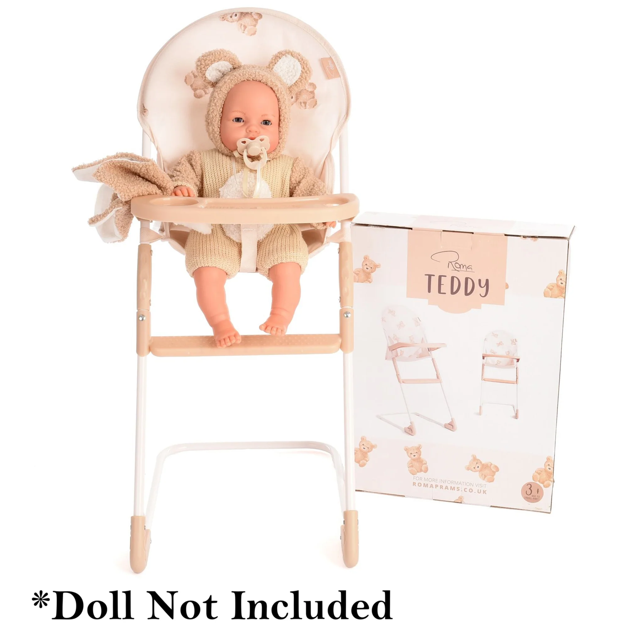 Roma Teddy Doll High Chair With Wipe-Clean Tray - Image 4
