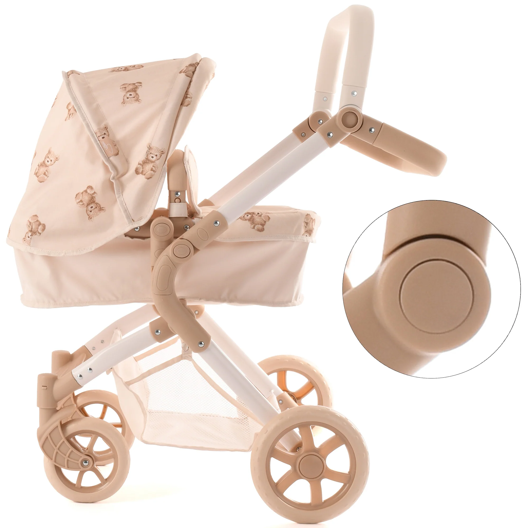 Roma Teddy 2-In-1 Convertible Doll Pram With Adjustable Handle - Image 3