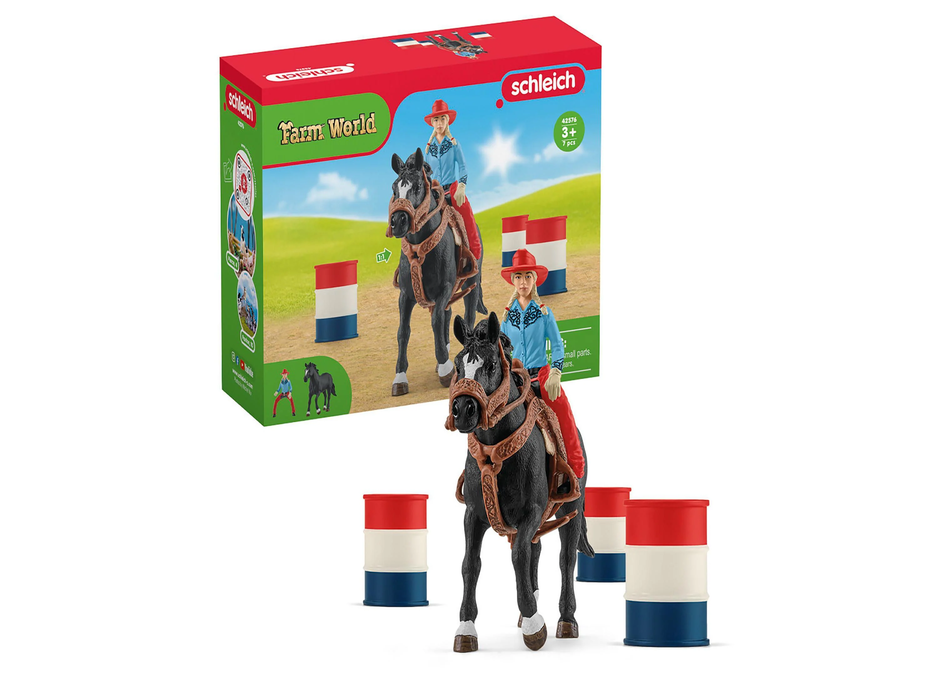 Schleich Farm World Cowgirl Barrel Racing Playset - 7 Piece Set - Image 2
