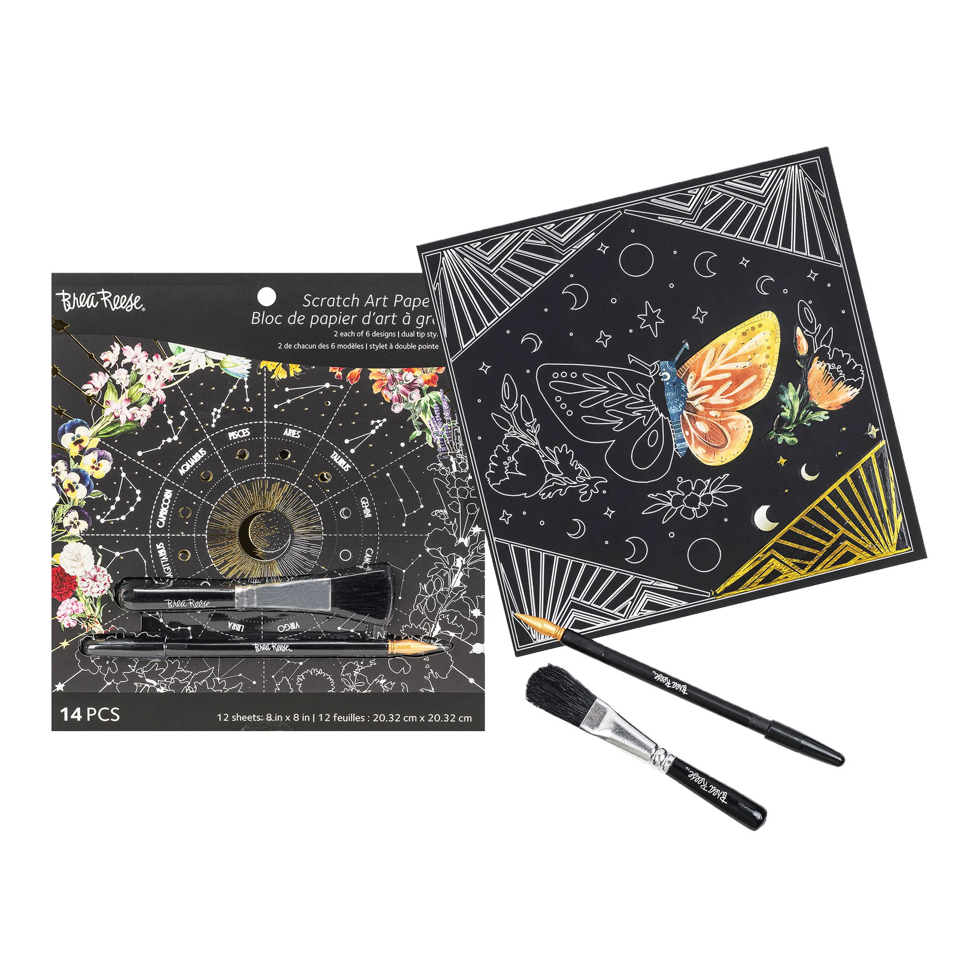 Brea Reese Scratch Art Paper Pad - Whimsical Celestial 12 Designs - Image 3