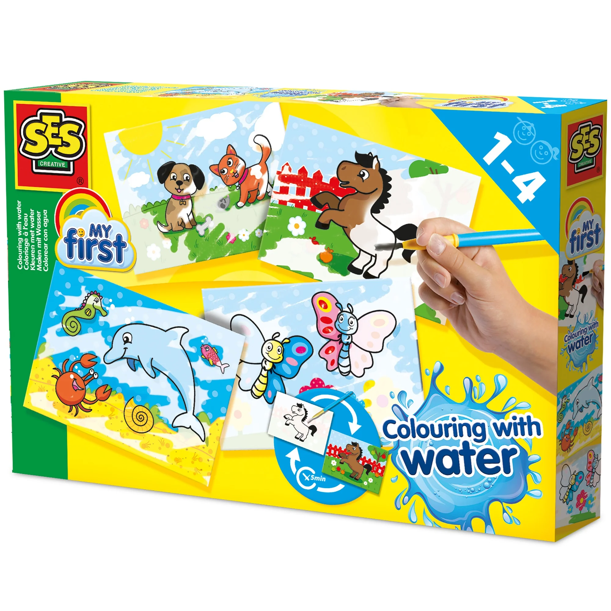 SES Creative My First Coloring With Water Art Set - 4 Reusable Animal Boards