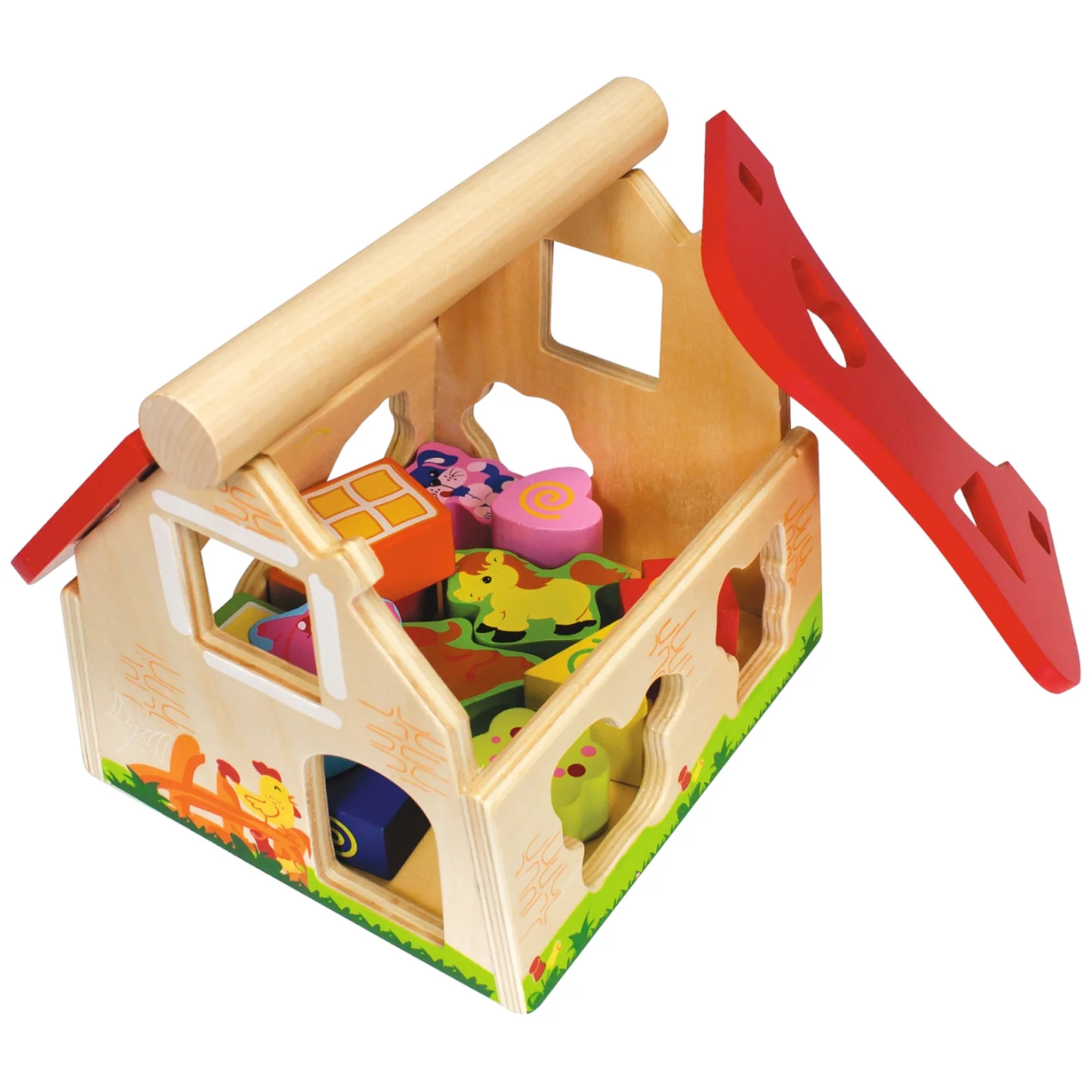 Colorful Wooden Shape Sorter House – Classic Toy for Toddlers - Image 3