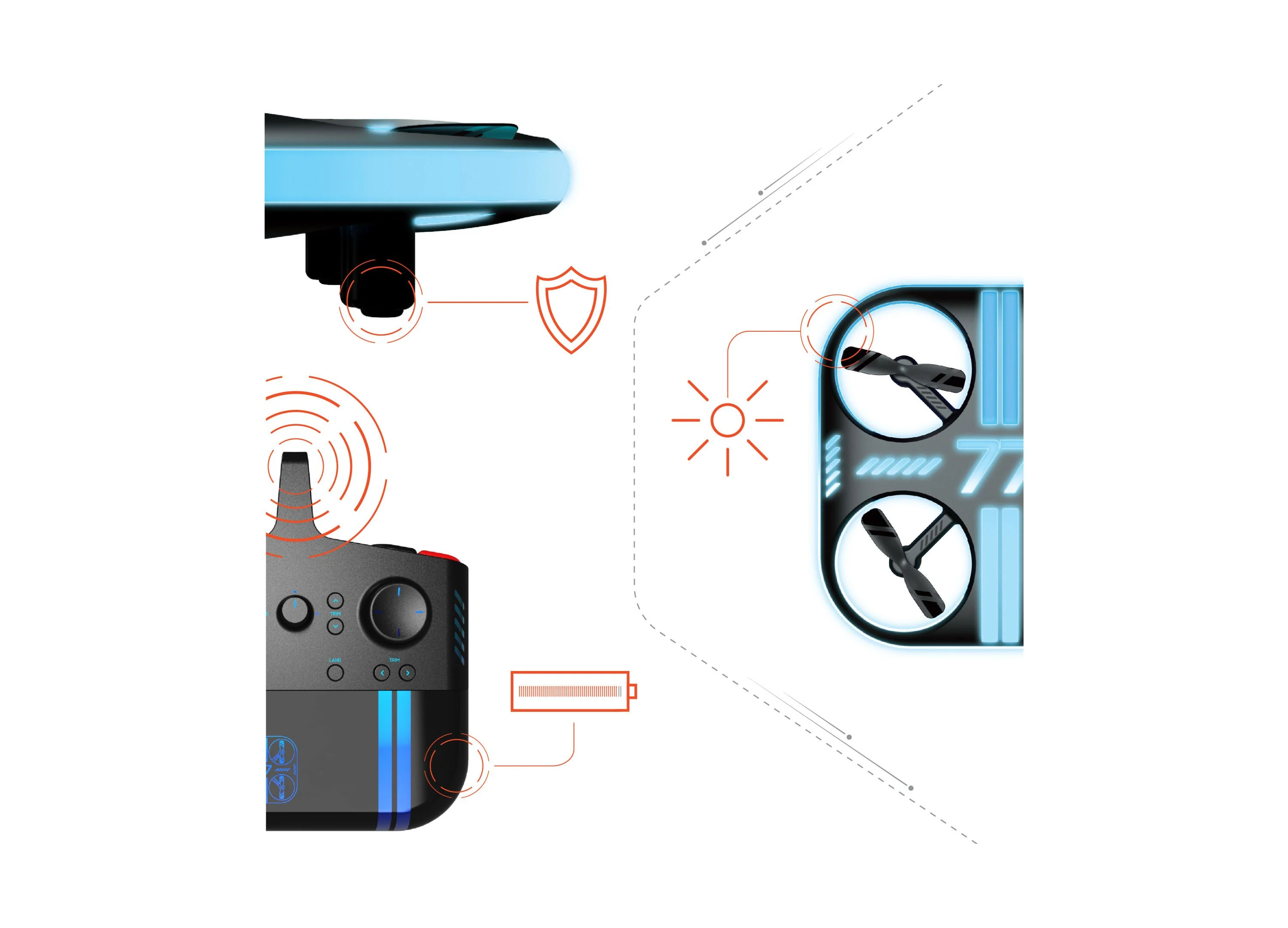 Sharper Image Lumo Stunt Remote Control Glow Drone - 2.4 GHz - Blue - Image 3