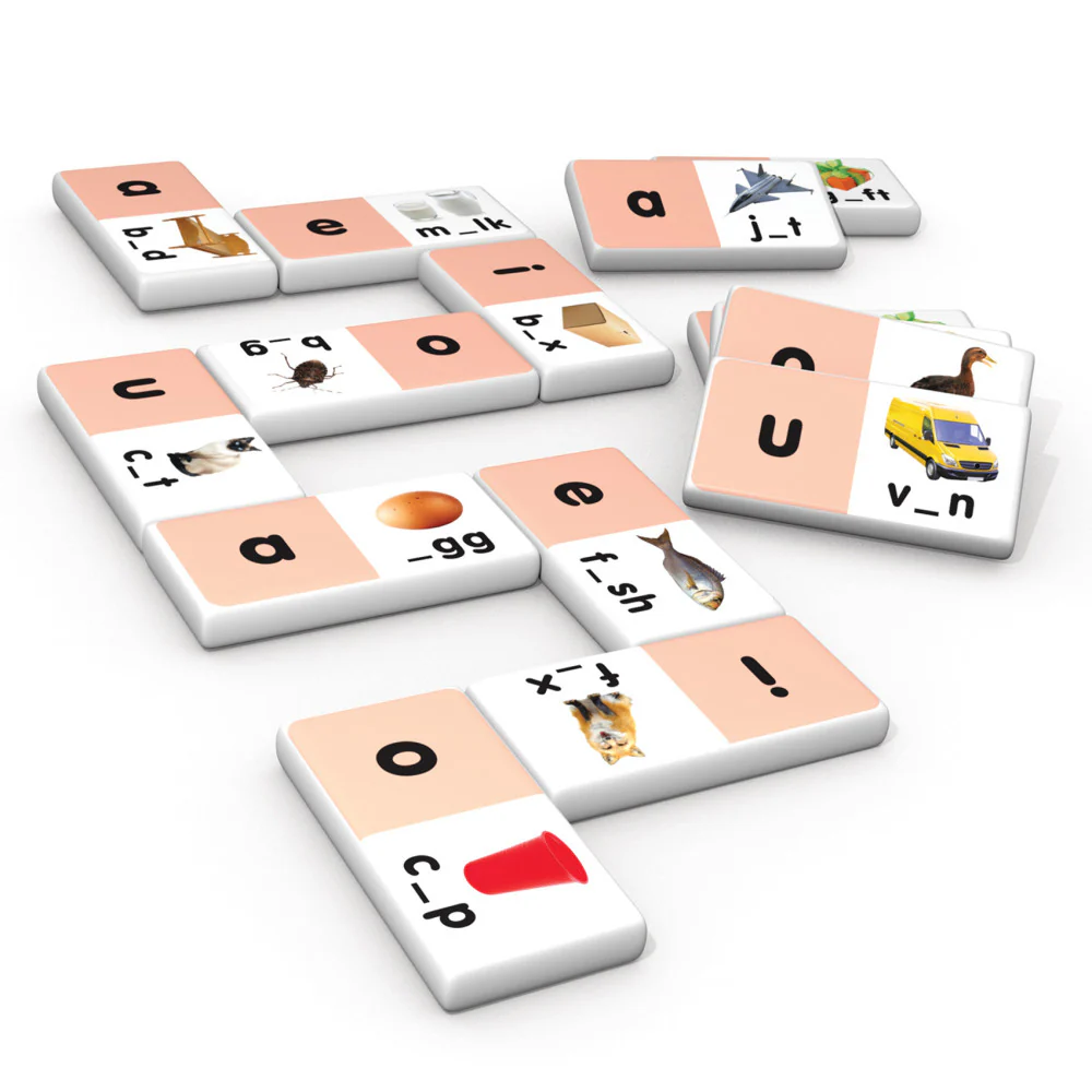 Junior Learning Short Vowels Dominoes - Educational Matching Game