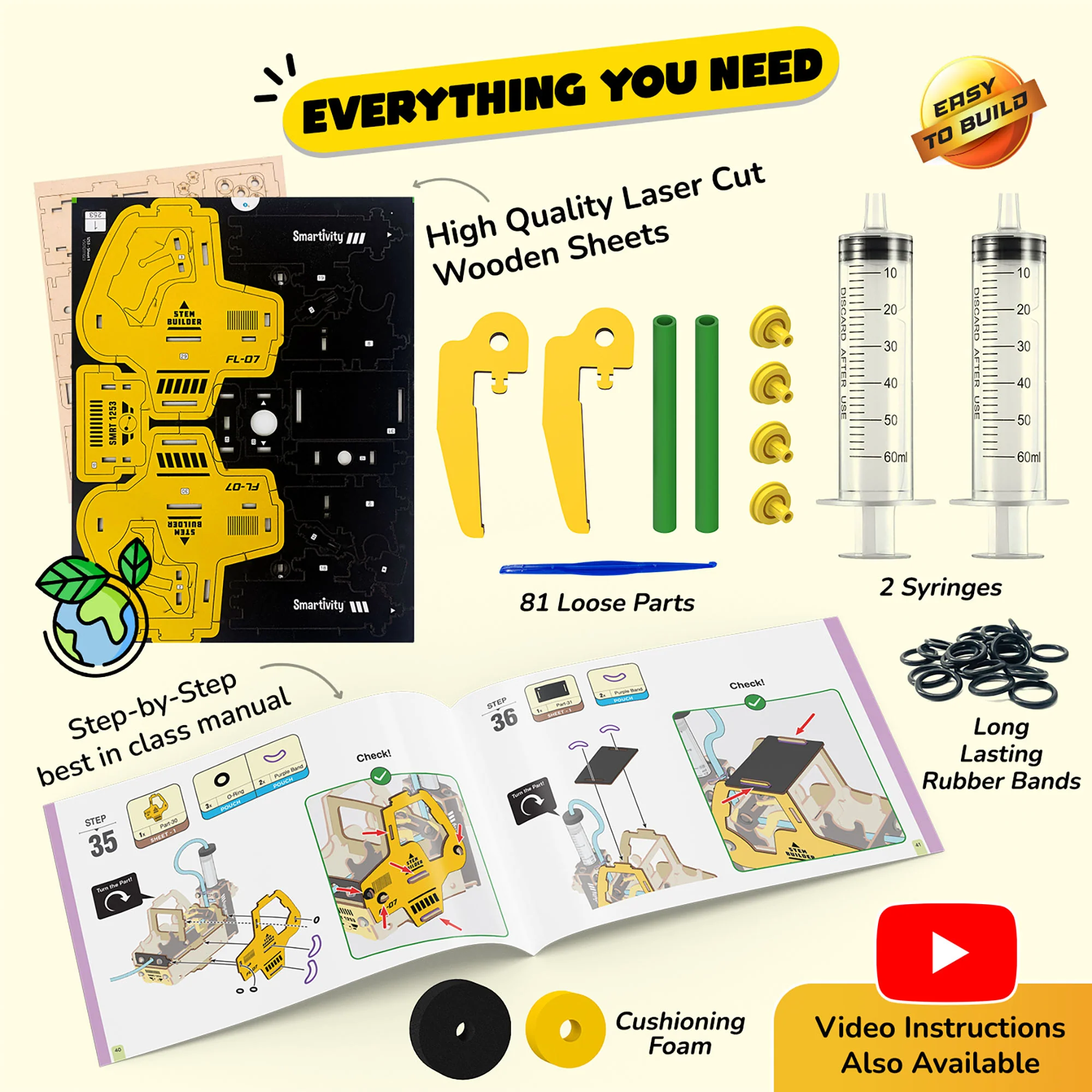 Smartivity Hydraulic Forklift - STEM DIY Science Kit for Kids