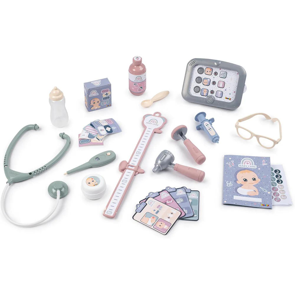 Smoby Baby Childcare Center Playset - Pastel with 24 Medical Toy Accessories, for Kids Age 3+ - Image 5