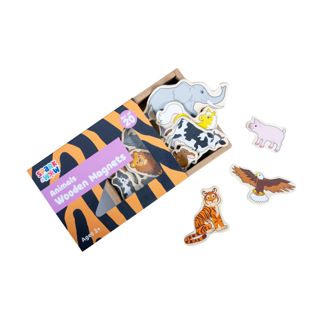 Spark & Wow Colorful Wooden Animal Magnets - Set of 20 - Image 12