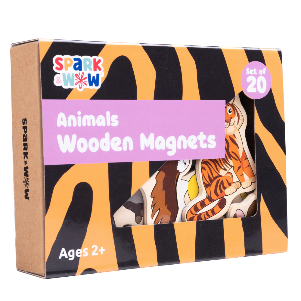 Spark & Wow Colorful Wooden Animal Magnets - Set of 20 - Image 9