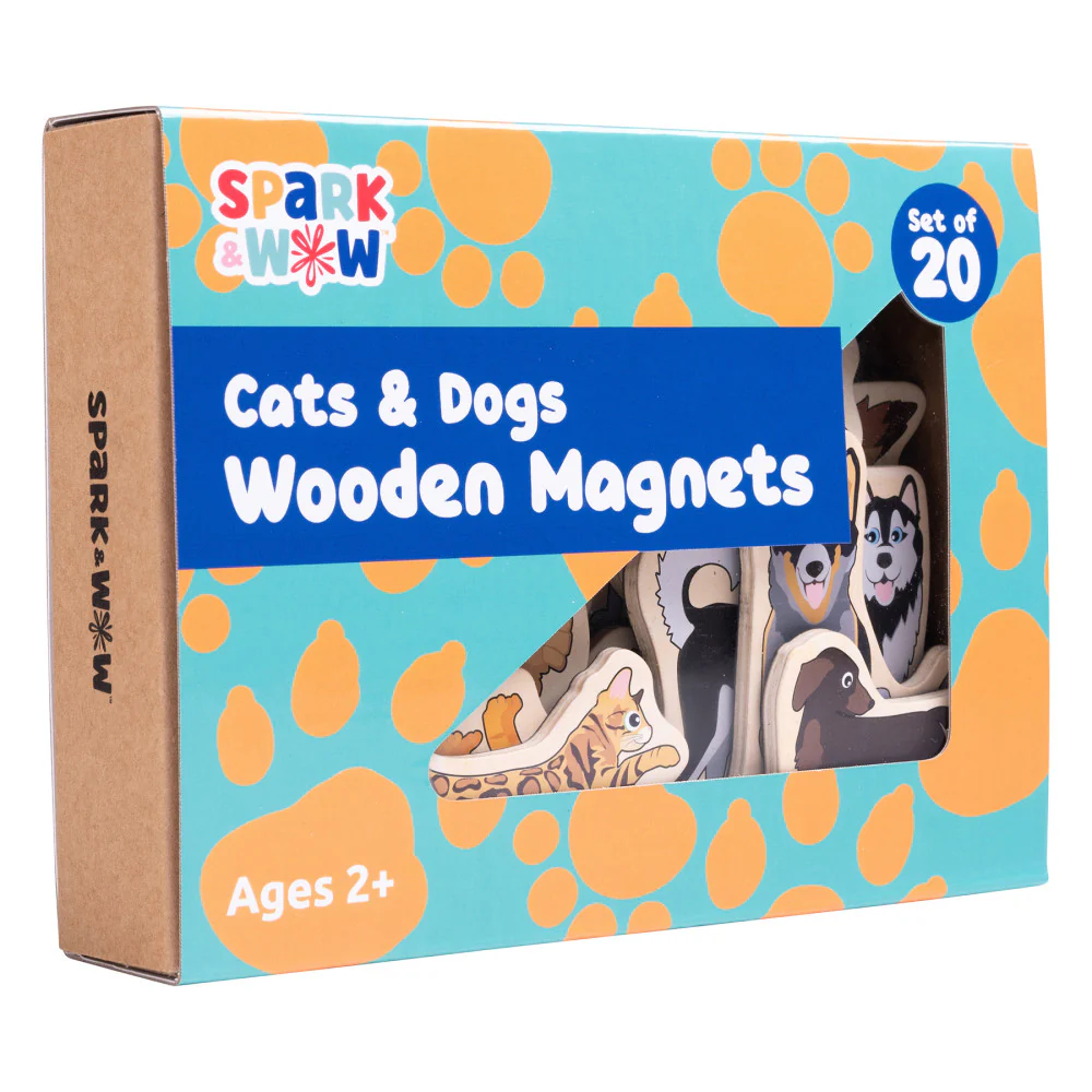 Spark & Wow Wooden Magnets - Cats & Dogs - Vibrant 20-Piece Set - Image 3