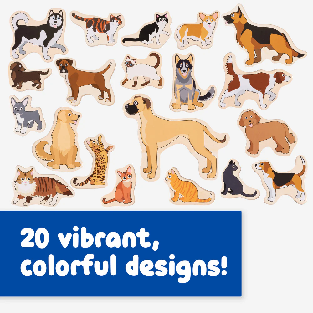 Spark & Wow Wooden Magnets - Cats & Dogs - Vibrant 20-Piece Set - Image 4