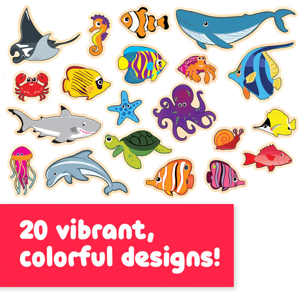 Spark & Wow Wooden Magnets - Sea Life Exploration Set - 20 Pieces - Image 7
