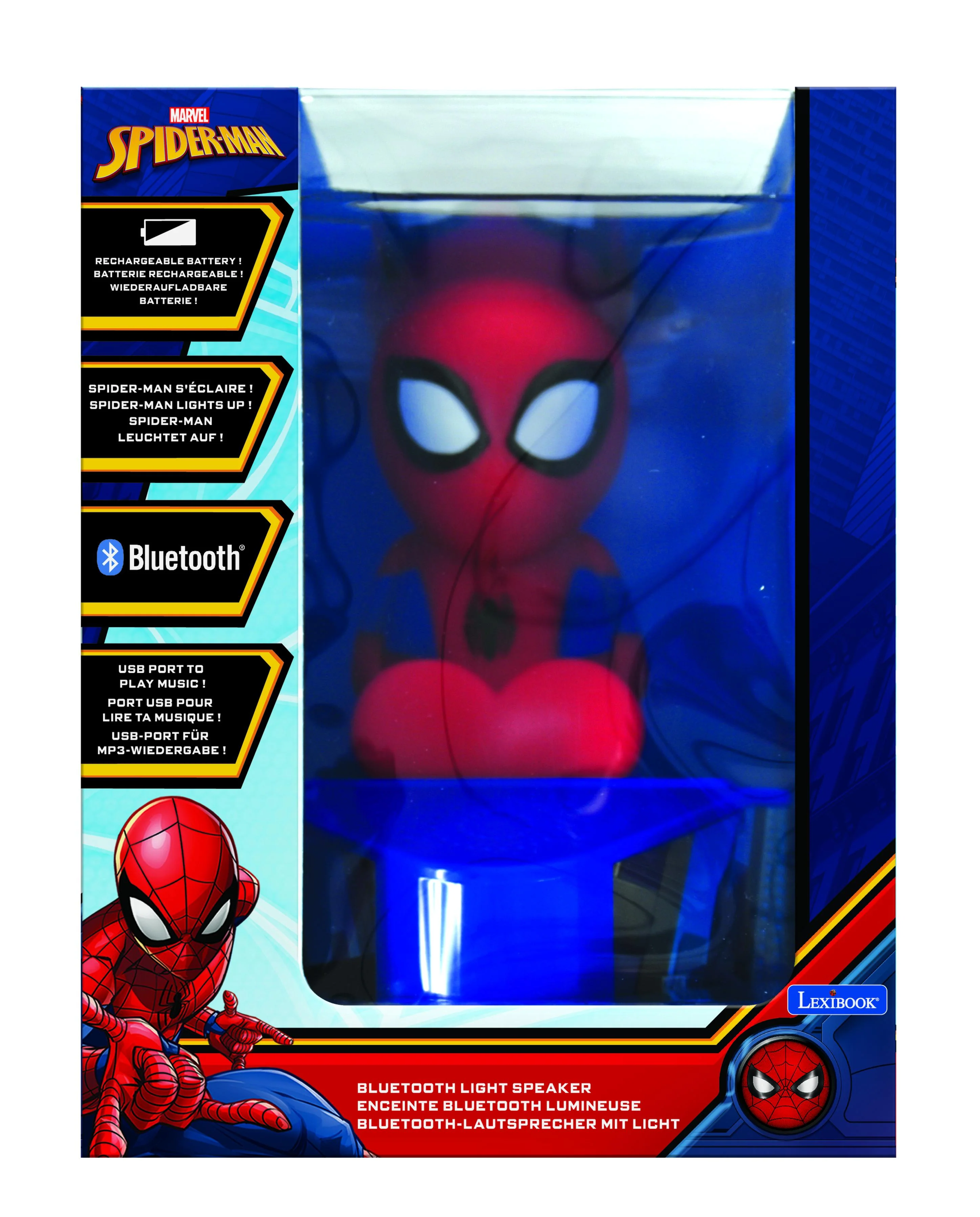 Marvel Spider-Man Illuminating Bluetooth Speaker - Light-Up Eyes - Red - Image 7