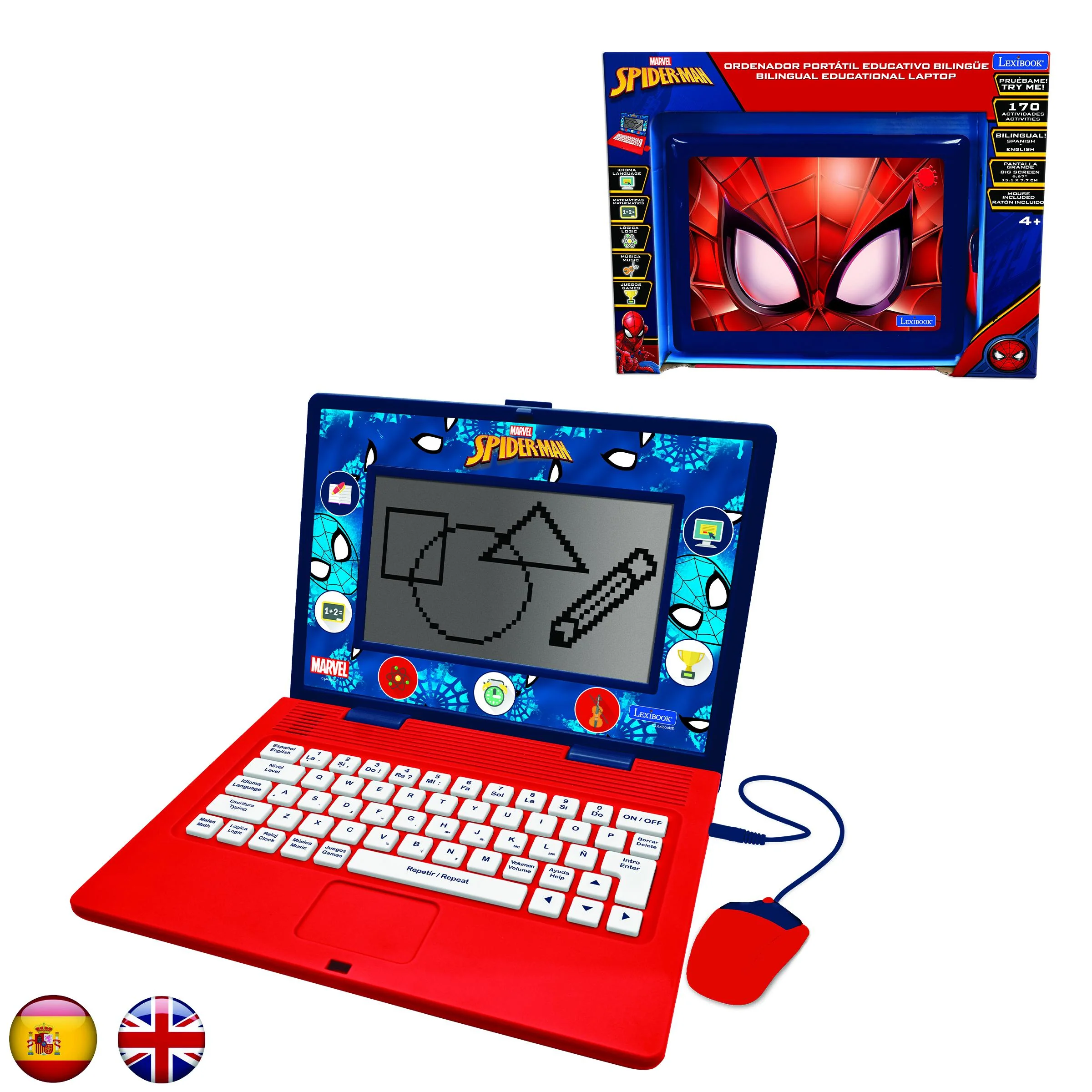 Spiderman Bilingual Educational Laptop with 170 Educational Activities and 6.7” Screen