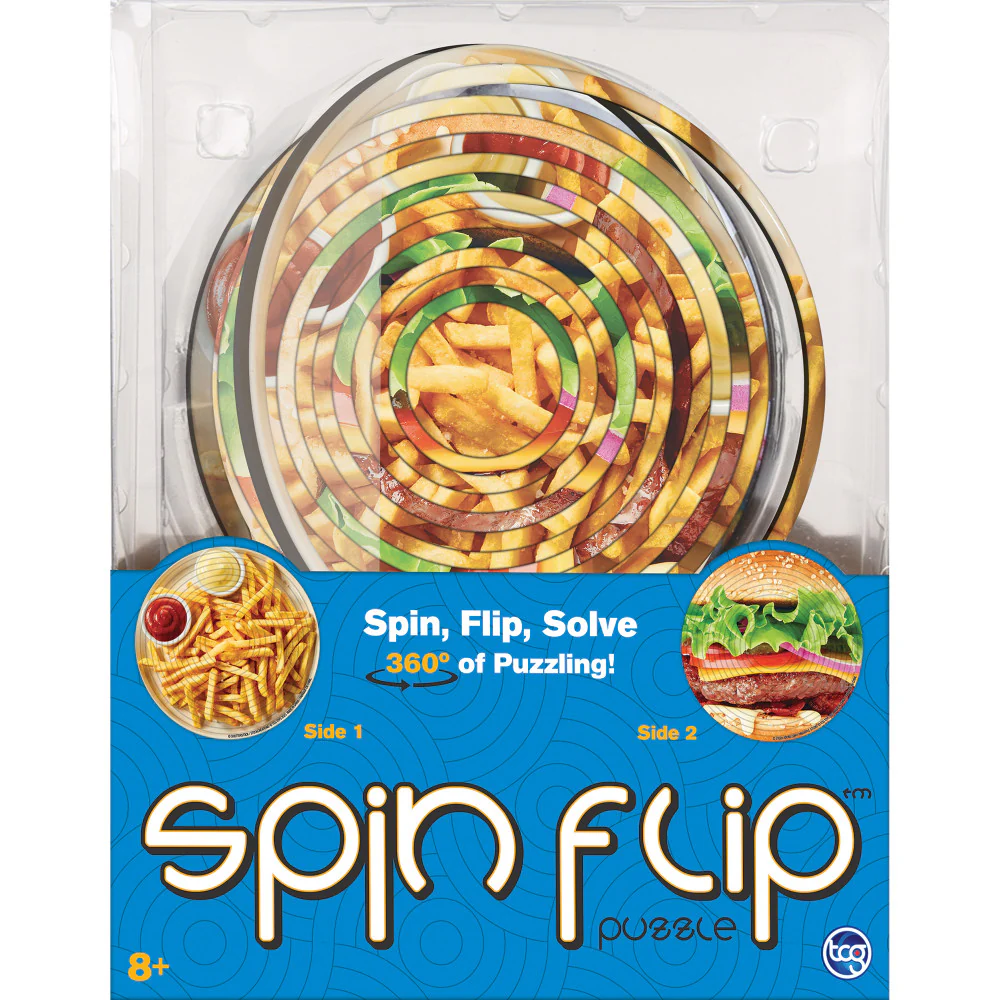 Spin Flip Puzzle: Burger & Fries - 14 Rings - Double-Sided Challenge - Image 3