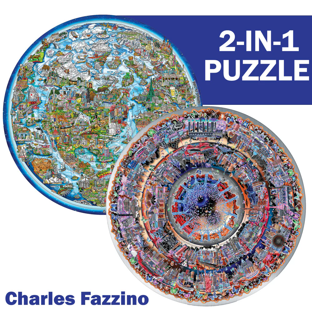 Charles Fazzino 14-Ring Spin Flip Double-Sided Art Puzzle - Image 2