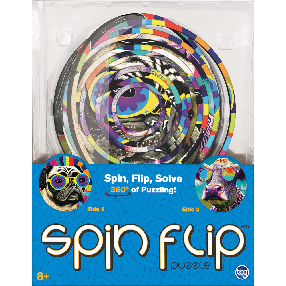 Spin Flip Double-Sided Puzzle - Hippy Dog & Cow, 14 Rings - Image 3