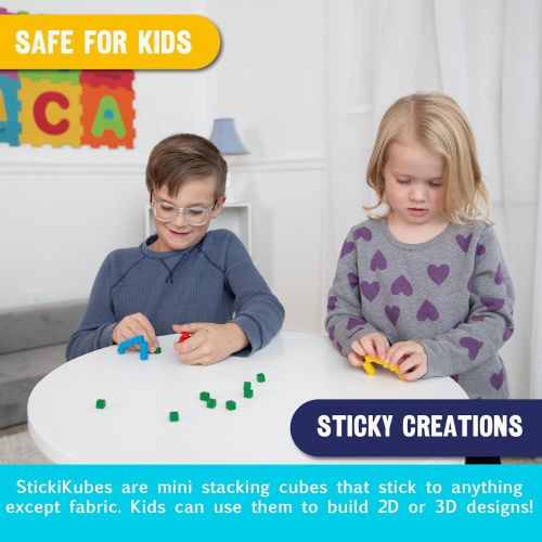 StickiKubes 125-Piece Mini Stacking Cubes - Colorful Non-Toxic Building Set - Image 3
