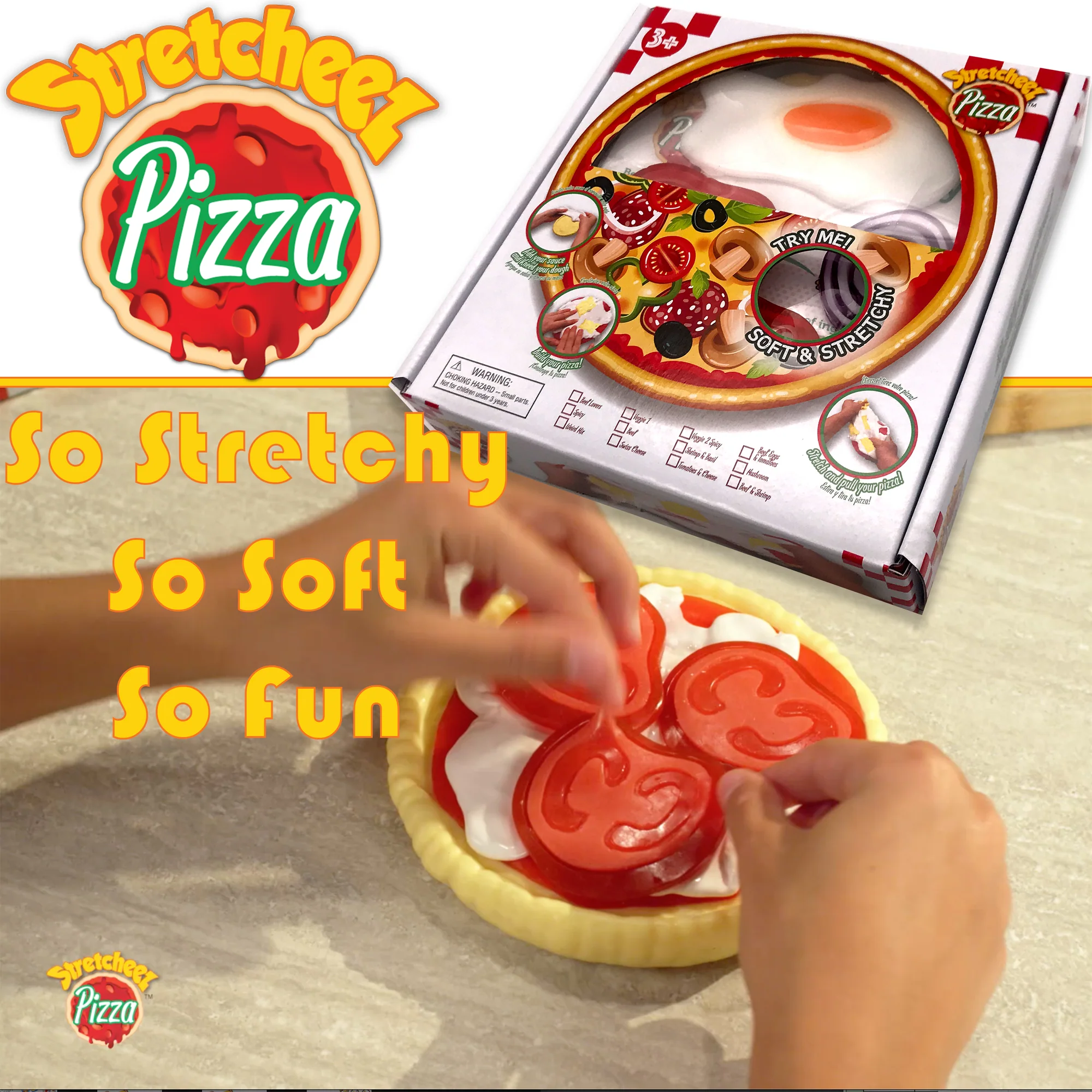 Stretcheez Pizza Playset - Surprise Toppings and Styles - Stretchy Toy Food for Creative Roleplay, Ages 3+ - Image 2