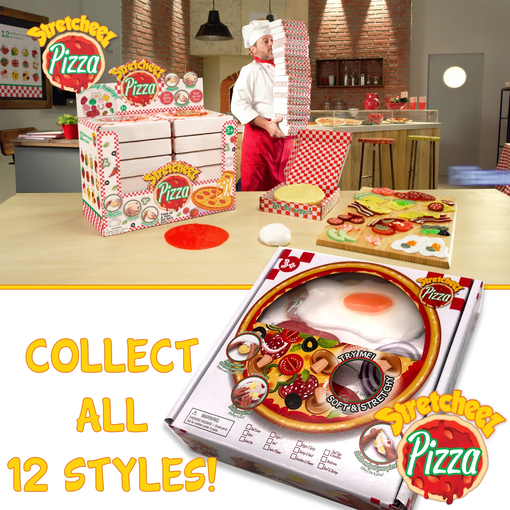Stretcheez Pizza Playset - Surprise Toppings and Styles - Stretchy Toy Food for Creative Roleplay, Ages 3+ - Image 4