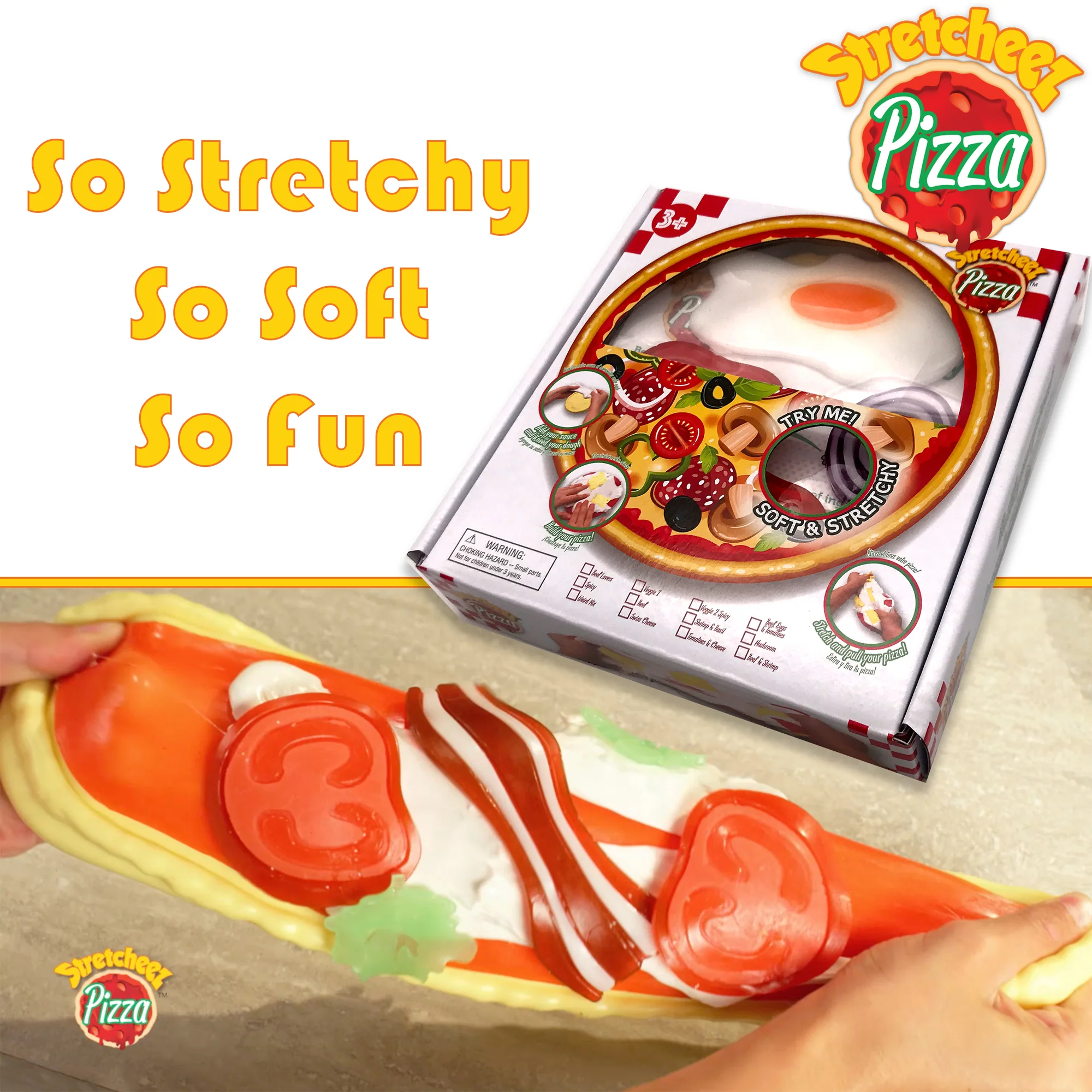Stretcheez Pizza Playset - Surprise Toppings and Styles - Stretchy Toy Food for Creative Roleplay, Ages 3+ - Image 5