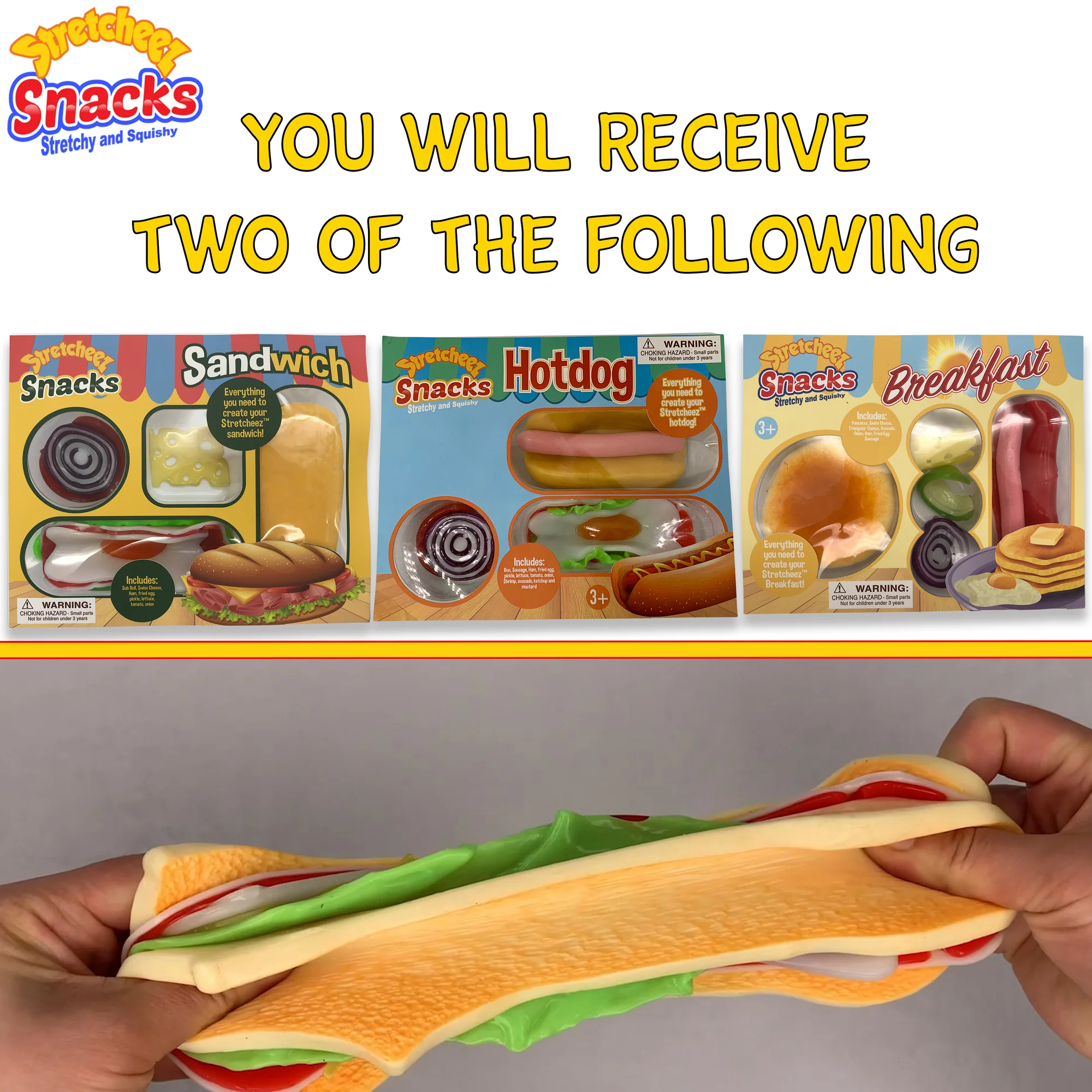 Stretcheez Snacks 2pk Mystery Combo: Breakfast, Sandwich, Hotdog Sets for Kids 3+ - Image 2