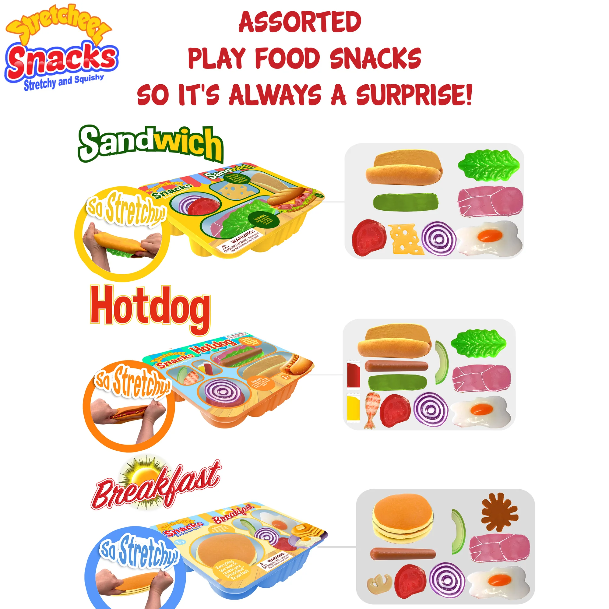 Stretcheez Snacks 2pk Mystery Combo: Breakfast, Sandwich, Hotdog Sets for Kids 3+ - Image 3