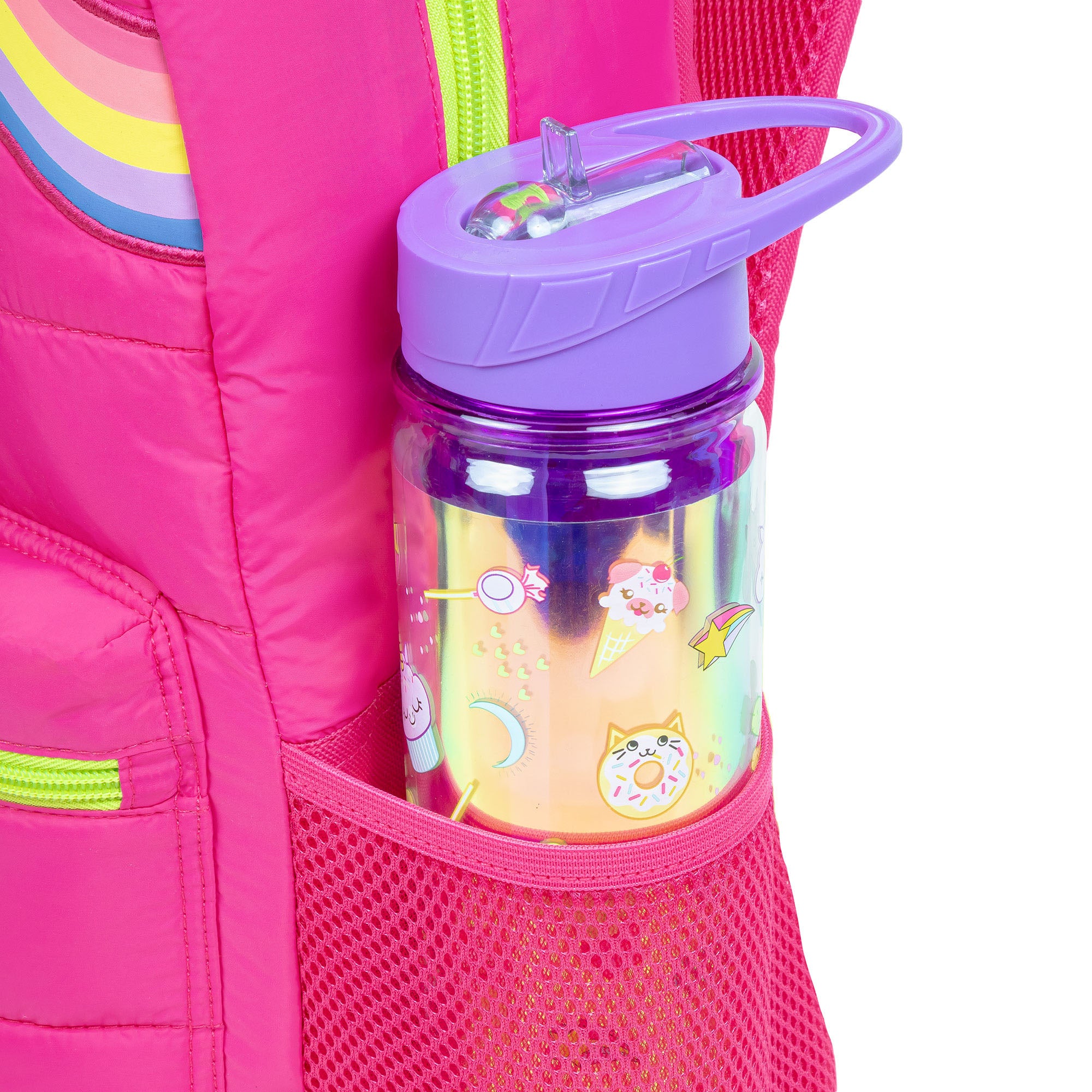 Style.Lab: Debo Rainbow Puffer Backpack - Hot Pink - Image 4