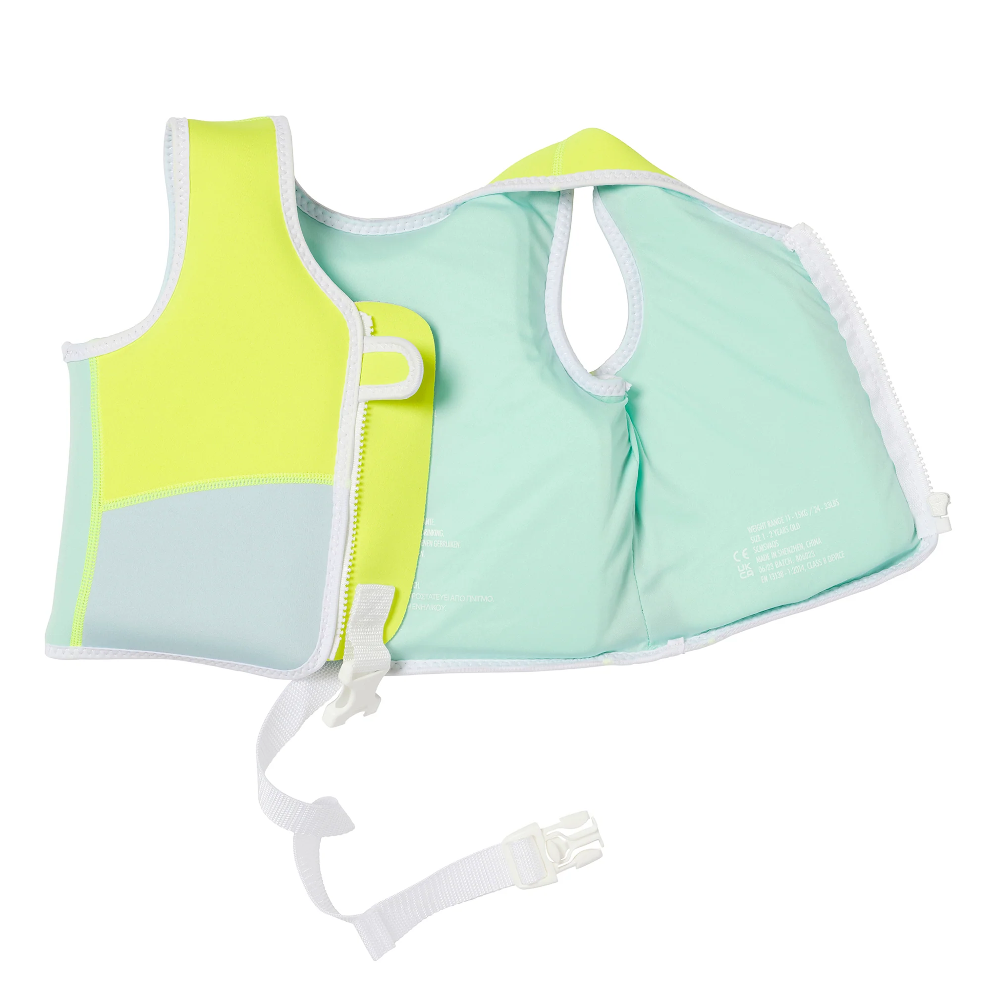 Sunnylife Kids Swim Vest 1-2 - Salty The Shark, Aqua Neon Yellow, 33lb Cap - Image 3