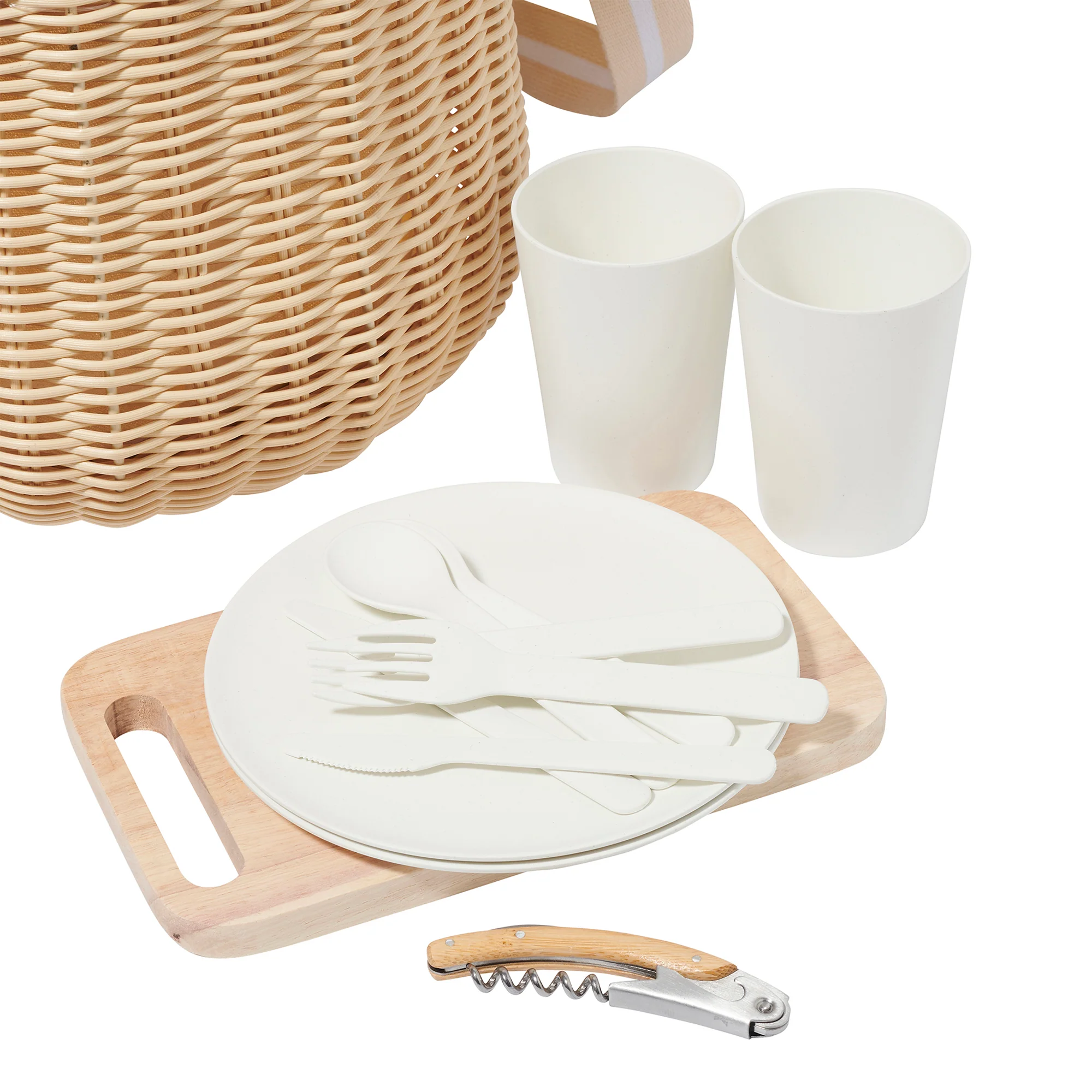 Sunnylife Large Picnic Basket Set - Le Weekend Natural - Image 3