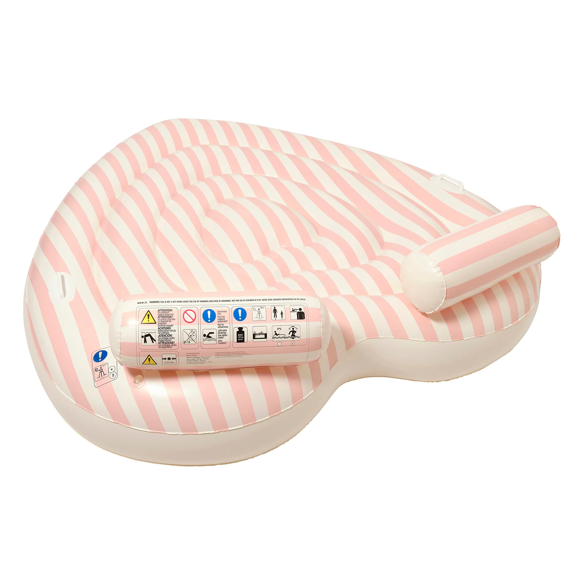 Sunnylife Twin Heart Inflatable Pool Float for Two - Pink Stripe - Image 5