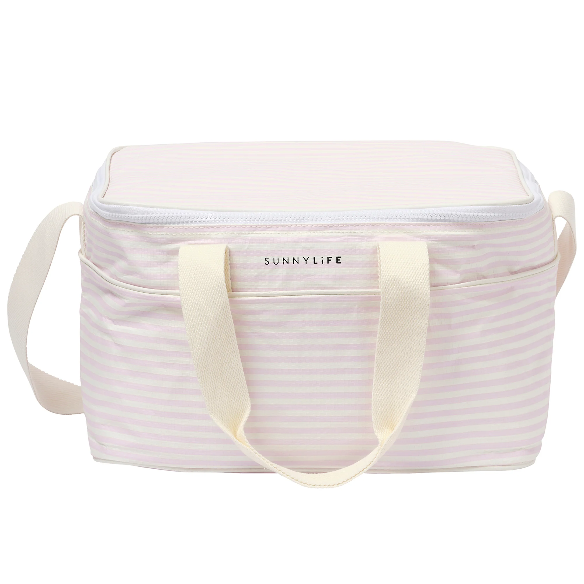 Sunnylife Lazy Days Pink Stripe Light Cooler Bag - 4.9Gal Hot/Cold Insulation