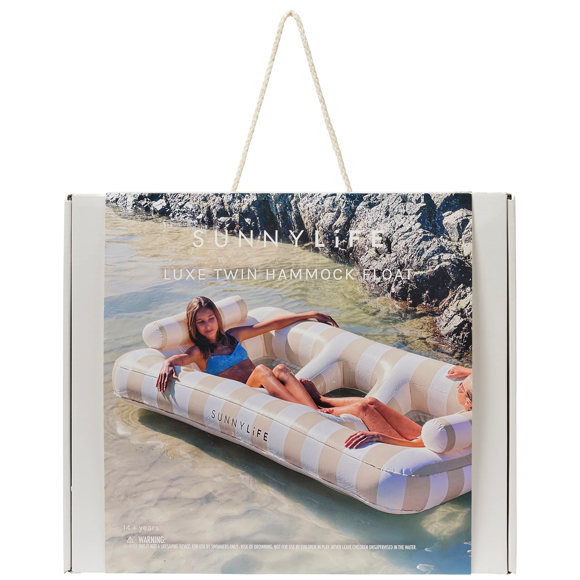 Sunnylife Luxe Twin Hammock Float, Casa Sand Stripe - 2-Person Inflatable Pool Lounger - Image 2