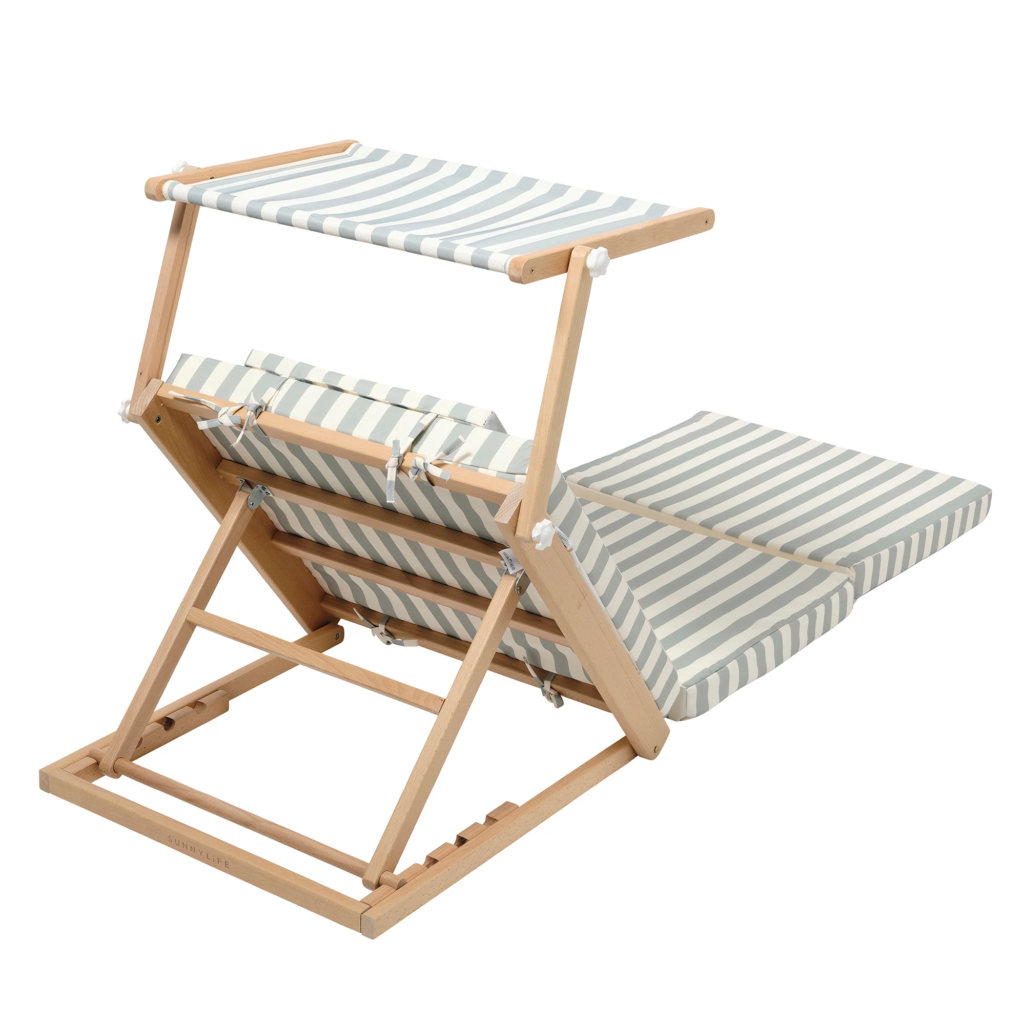 Sunnylife La Palma Pool House Daybed - Sage Stripe with Sun Shade - Image 3