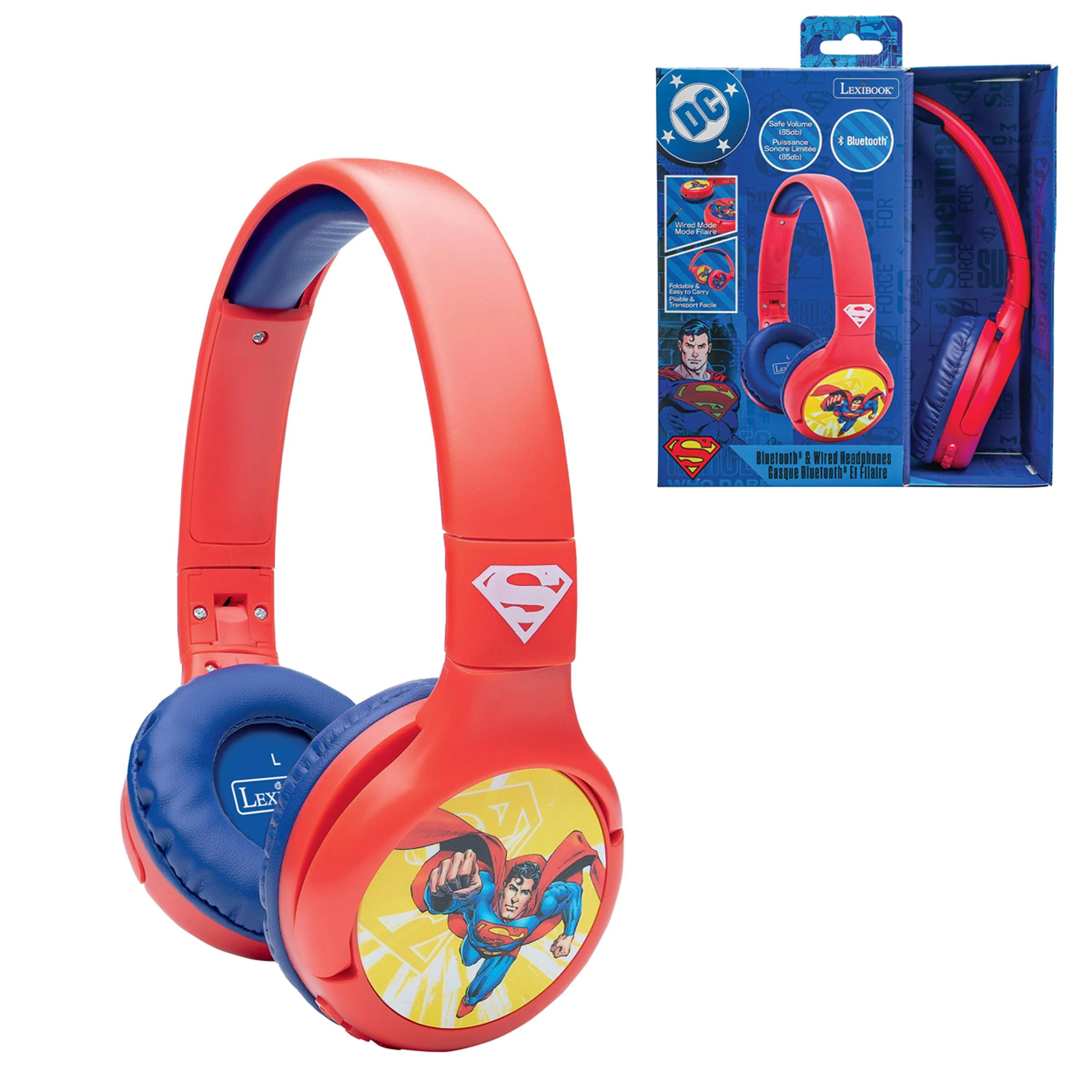 Superman 2-in-1 Bluetooth & Wired Foldable Headphones - Safe Volume - Image 3